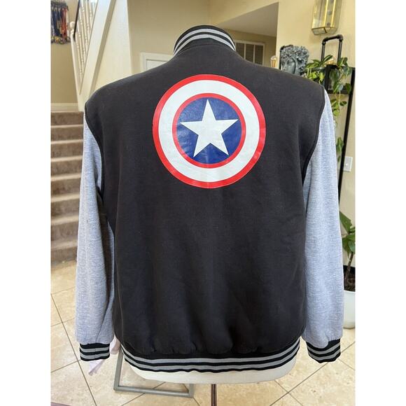 Men's Varsity Bomber Jacket Baseball Captain America Blue Size S Jacket - Picture 2 of 8